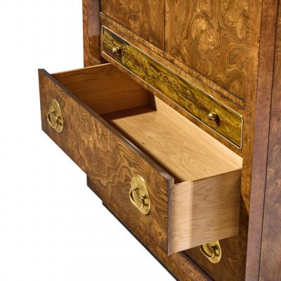  Mastercraft Bernhard Rohne for Mastercraft Burlwood and Acid Etched Brass Armoire Dresser
