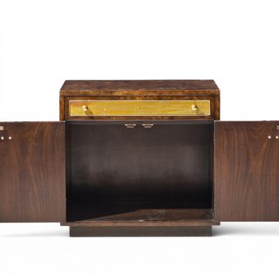  Mastercraft Bernhard Rohne for Mastercraft Burlwood and Acid Etched Brass Nightstands Pair