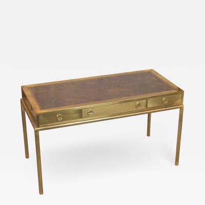  Mastercraft Brass and Leather Campaign Style Desk by Bernard Rohne