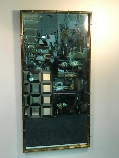  Mastercraft Magnificent Faux Bamboo Brass Wall Mirror by Mastercraft