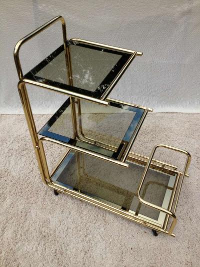  Mastercraft Mastercraft 1960s Rolling Bar Cart with Mirrored Glass Bottle Holder