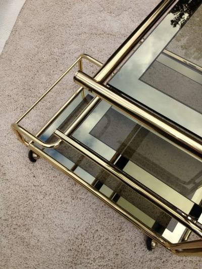 Mastercraft Mastercraft 1960s Rolling Bar Cart with Mirrored Glass Bottle Holder
