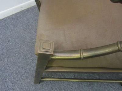  Mastercraft Mastercraft Asian Inspired Faux Bamboo Brass Lounge Chair Mid Century