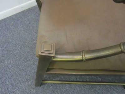  Mastercraft Mastercraft Asian Inspired Faux Bamboo Brass Lounge Chair Mid Century