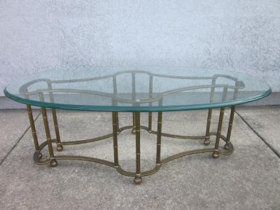  Mastercraft Mastercraft Brass Faux Bamboo Coffee Table