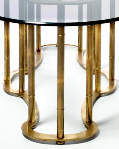  Mastercraft Mastercraft Brass Faux Bamboo Hollywood Regency Dining Table circa 1970