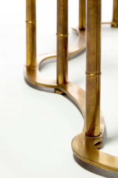  Mastercraft Mastercraft Brass Faux Bamboo Hollywood Regency Dining Table circa 1970