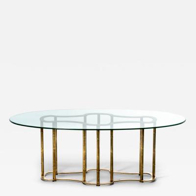  Mastercraft Mastercraft Brass Faux Bamboo Hollywood Regency Dining Table circa 1970