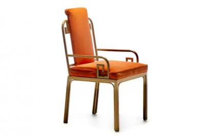  Mastercraft Mastercraft Brass Greek Key Hollywood Regency Dining Chairs Set of 8