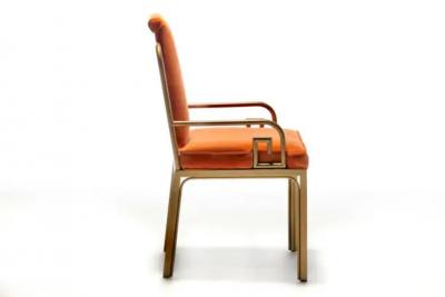  Mastercraft Mastercraft Brass Greek Key Hollywood Regency Dining Chairs Set of 8