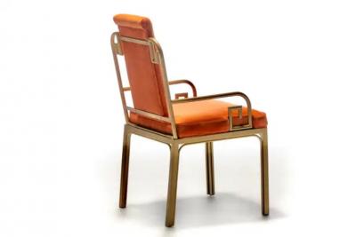  Mastercraft Mastercraft Brass Greek Key Hollywood Regency Dining Chairs Set of 8