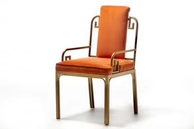  Mastercraft Mastercraft Brass Greek Key Hollywood Regency Dining Chairs Set of 8