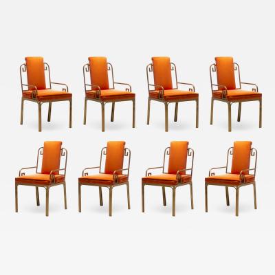  Mastercraft Mastercraft Brass Greek Key Hollywood Regency Dining Chairs Set of 8