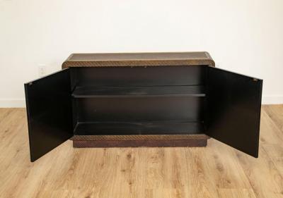  Mastercraft Mastercraft Coromandel Lacquer Embossed Leather Cabinet