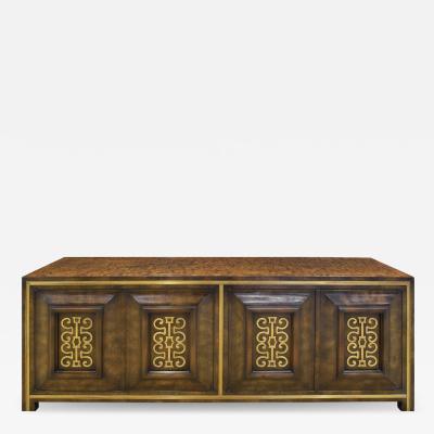  Mastercraft Mastercraft Credenza in Carpathian Elm and Brass 1960s Signed 