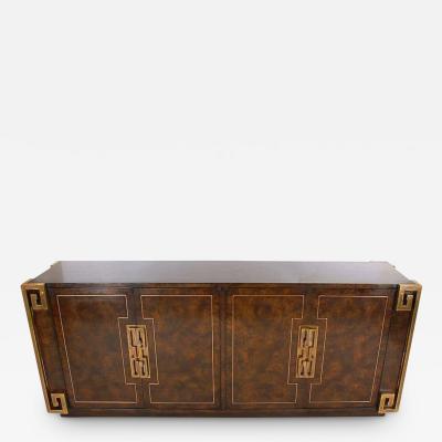  Mastercraft Mastercraft Hollywood Regency Chinoiserie Brass Burled Elm Credenza or Dresser