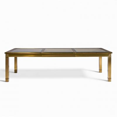  Mastercraft Mastercraft Mid Century Brass Expanding Dining Table with 1 Leaf