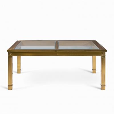  Mastercraft Mastercraft Mid Century Brass Expanding Dining Table with 1 Leaf