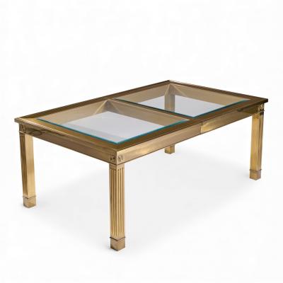  Mastercraft Mastercraft Mid Century Brass Expanding Dining Table with 1 Leaf