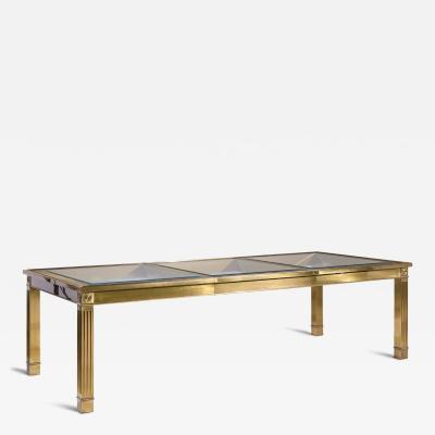  Mastercraft Mastercraft Mid Century Brass Expanding Dining Table with 1 Leaf