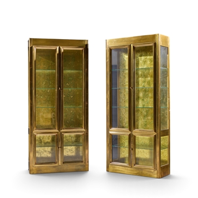  Mastercraft Mastercraft Mid Century Brass Vitrines Cabinet Pair