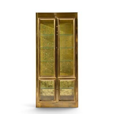  Mastercraft Mastercraft Mid Century Brass Vitrines Cabinet Pair