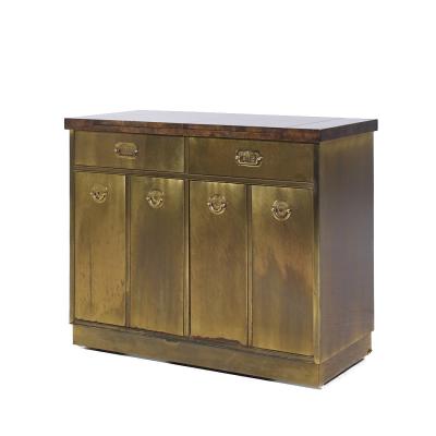  Mastercraft Mastercraft Mid Century Brass and Burled Elm Dry Bar Server