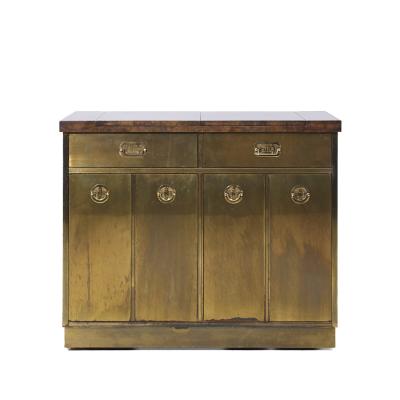  Mastercraft Mastercraft Mid Century Brass and Burled Elm Dry Bar Server