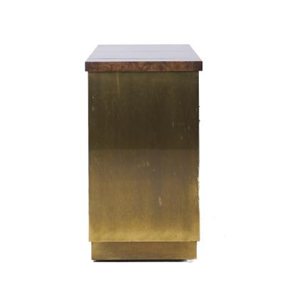  Mastercraft Mastercraft Mid Century Brass and Burled Elm Dry Bar Server