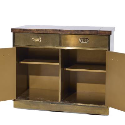  Mastercraft Mastercraft Mid Century Brass and Burled Elm Dry Bar Server