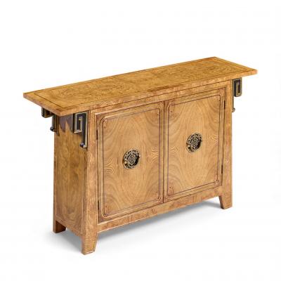  Mastercraft Mastercraft Mid Century Burlwood and Brass Console Credenza