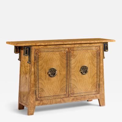  Mastercraft Mastercraft Mid Century Burlwood and Brass Console Credenza