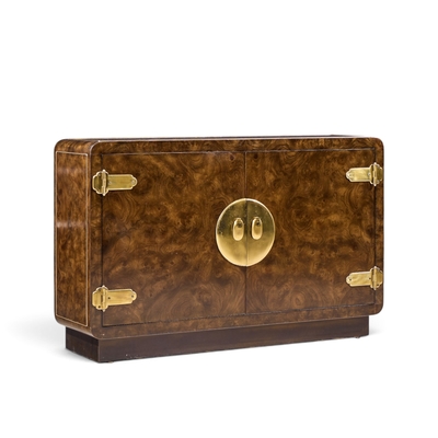  Mastercraft Mastercraft Mid Century Burlwood and Brass Credenza