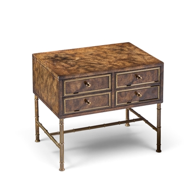  Mastercraft Mastercraft Mid Century Burlwood and Brass Nightstands Pair