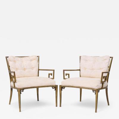  Mastercraft Mastercraft Mid Century Greek Key Lounge Chairs Pair