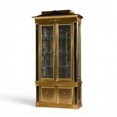  Mastercraft Mastercraft Neoclassical Brass and Glass Vitrine Cabinet
