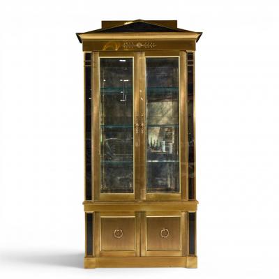 Mastercraft Mastercraft Neoclassical Brass and Glass Vitrine Cabinet