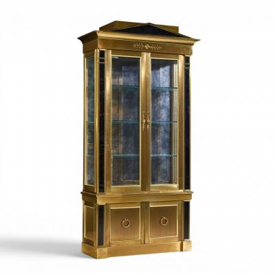  Mastercraft Mastercraft Neoclassical Brass and Glass Vitrine Cabinet