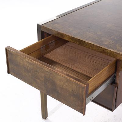  Mastercraft Mastercraft Style Mid Century Burlwood and Brass Executive Desk