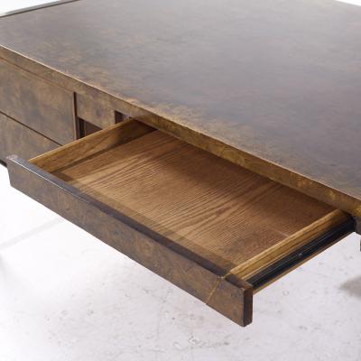  Mastercraft Mastercraft Style Mid Century Burlwood and Brass Executive Desk