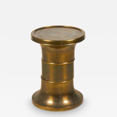  Mastercraft Mastercraft William Doezema American Brass Drum Style Pedestal Side Table