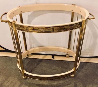  Mastercraft Mid Century Modern Master Craft Brass Acid Etched Bar Cart or Serving Wagon