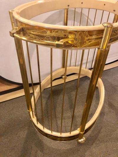  Mastercraft Mid Century Modern Master Craft Brass Acid Etched Bar Cart or Serving Wagon