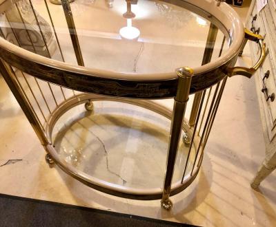  Mastercraft Mid Century Modern Master Craft Brass Acid Etched Bar Cart or Serving Wagon