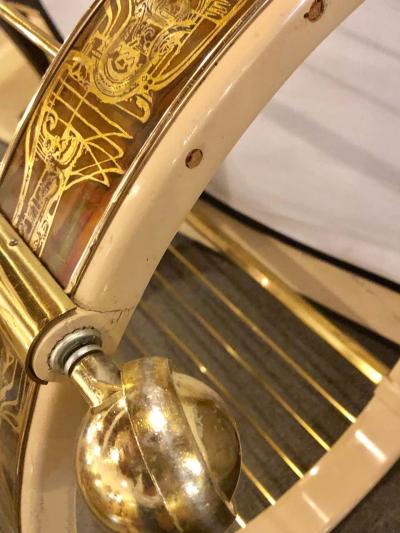  Mastercraft Mid Century Modern Master Craft Brass Acid Etched Bar Cart or Serving Wagon