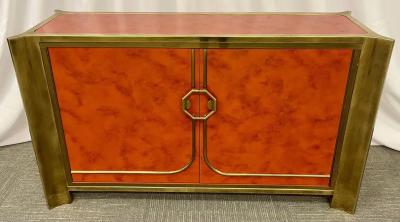  Mastercraft Mid Century Modern Small Cabinet by Mastercraft Lacquer Brass American 1980s