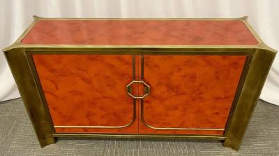  Mastercraft Mid Century Modern Small Cabinet by Mastercraft Lacquer Brass American 1980s