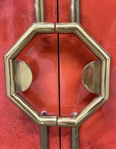  Mastercraft Mid Century Modern Small Cabinet by Mastercraft Lacquer Brass American 1980s