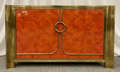  Mastercraft Mid Century Modern Small Cabinet by Mastercraft Lacquer Brass American 1980s