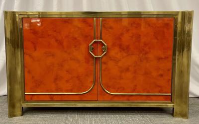  Mastercraft Mid Century Modern Small Cabinet by Mastercraft Lacquer Brass American 1980s